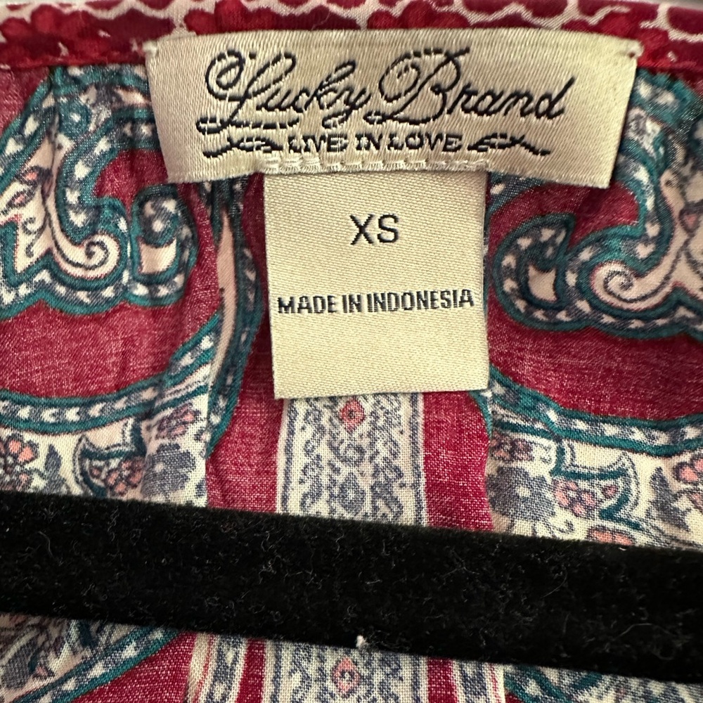 Lucky Brand Women's Red Paisley Blouse XS - Picture 7 of 10